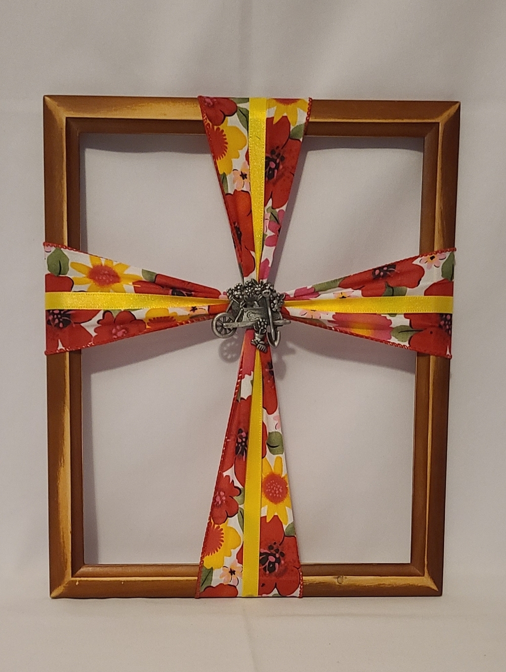 Frame Cross Art Floral Garden Theme Handmade